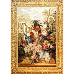 Tapestry Late 19th Early 20th Century - Floral Wall Carpet - 1m63 H X 1m13 L - N° 1191
