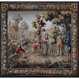 Petanque | Aubusson Manufacture Tapestry Signed | Wall Carpet No. 1332