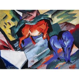 Cheval Rouge Et Bleu, Franz Marc - Tapisserie Aubusson, Roubert Four -152lxh112  - N° 1486