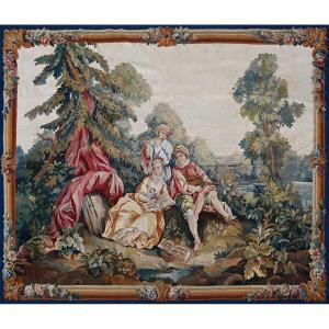 The Three Musicians In The Lancret Taste, Aubusson Manufacture Tapestry, 19th Century - N 1479