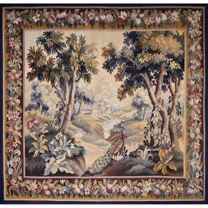 Verdure sign&eacute; Manufacture Aubusson, Tapisserie  19e si&egrave;cle - L1m95xh1m70 - N&deg; 1493