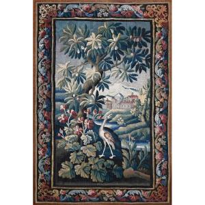 French Aubusson Greenery Tapestry From 18th Century - No. 1508