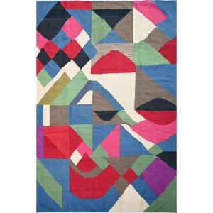 Sonia Delaunay Style Rug, Modern Art, Wool On Cotton - 300x200 Cm - Tapestry No. 1524