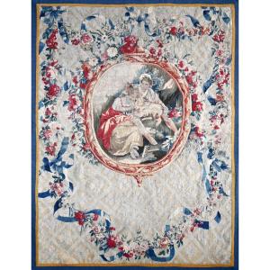 18th Century French Aubusson Medallion Tapestry - L1m45xh2m02 - No. 1522