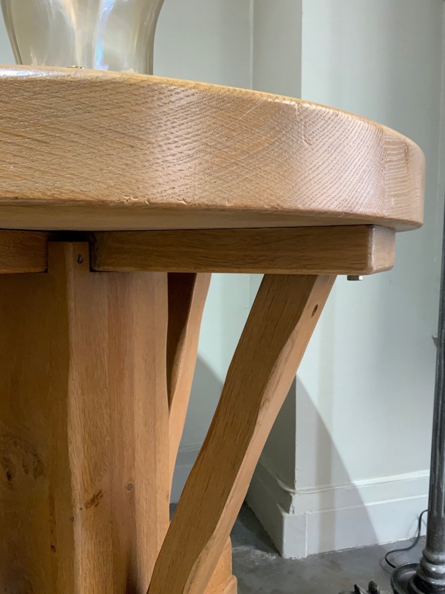 Oak Pedestal Table Circa 1950-photo-4