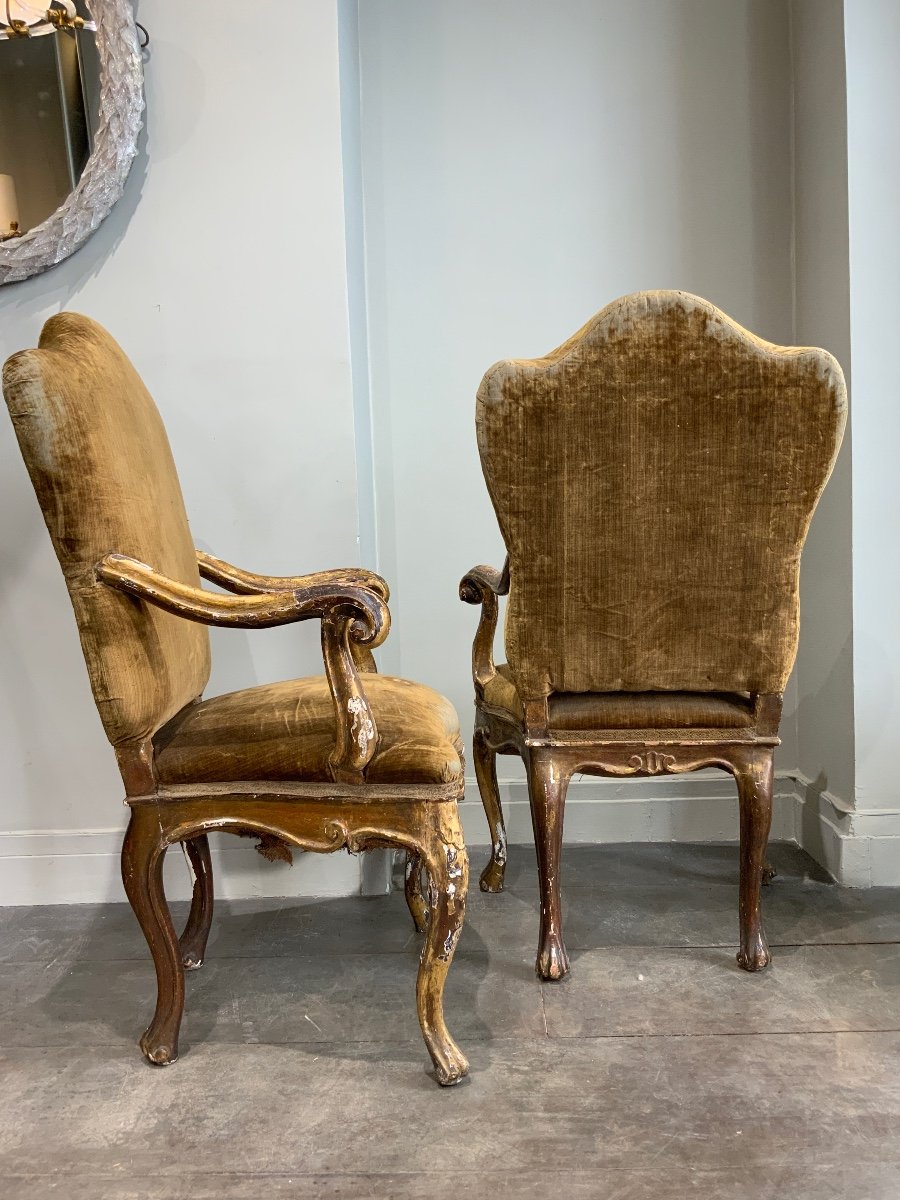 Pair Of Venice Armchairs 18th C-photo-2