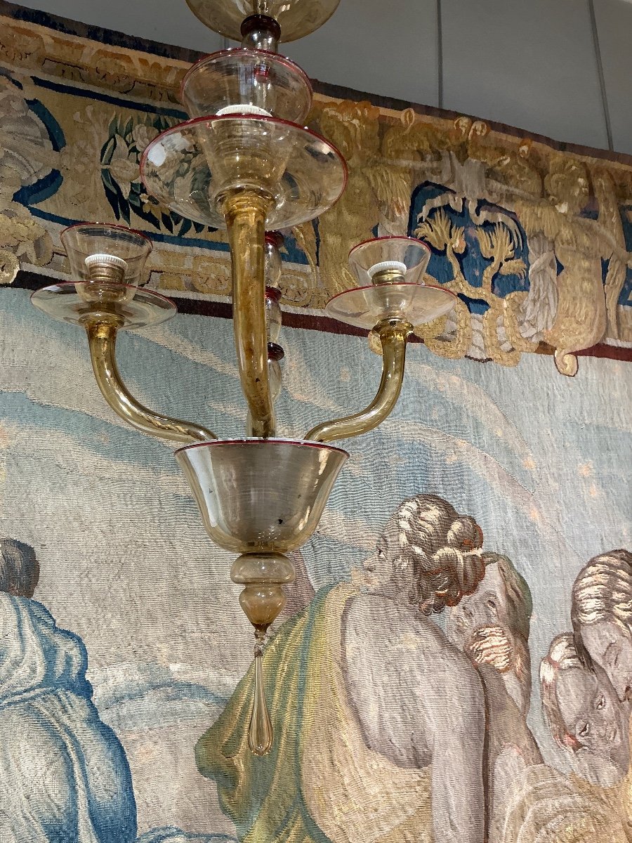 3-light Chandelier Mvm Cappelin Venice 1920 -photo-2