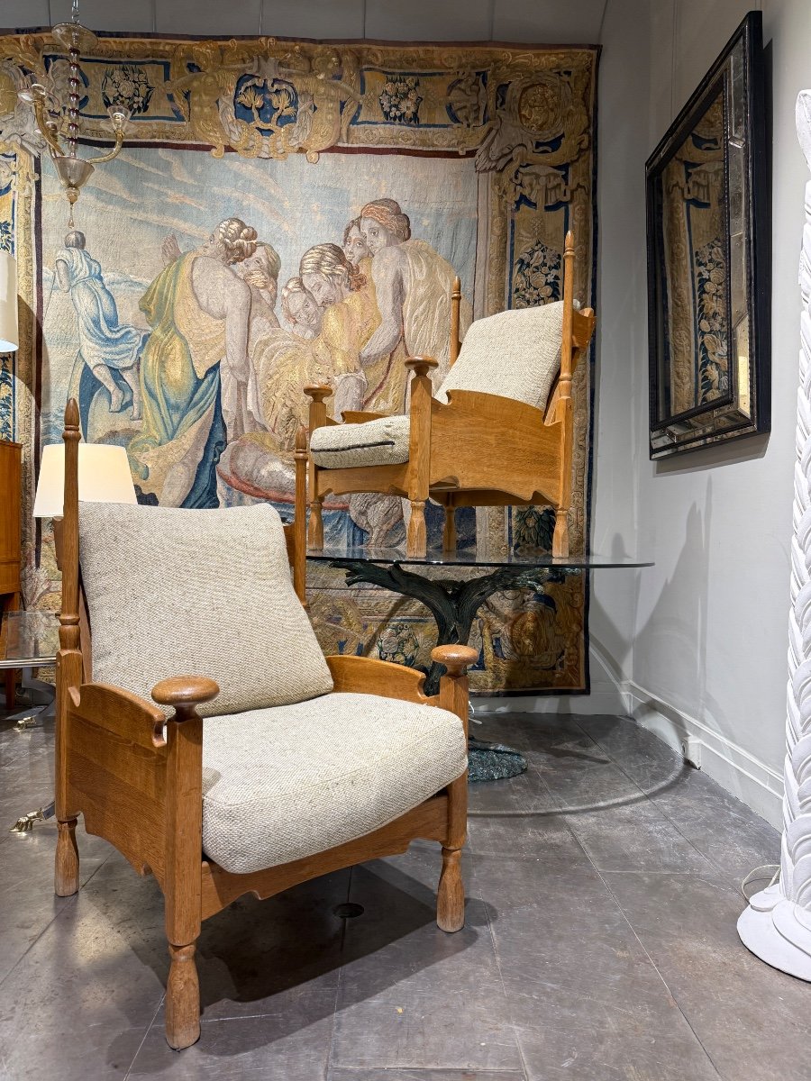 Pair Of Oak Armchairs Circa 1970 Denmark. 