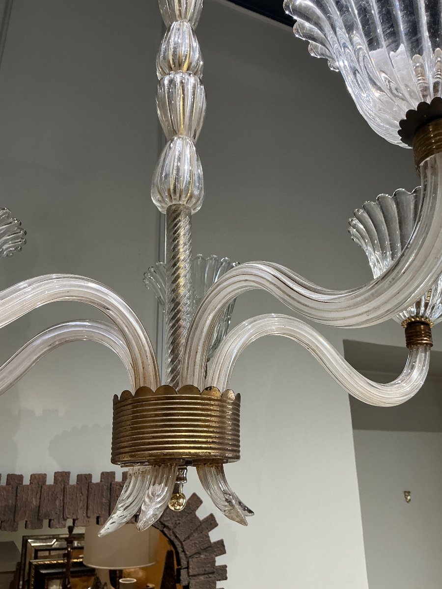 5 Light Chandelier Circa 1950 Murano Italy -photo-4