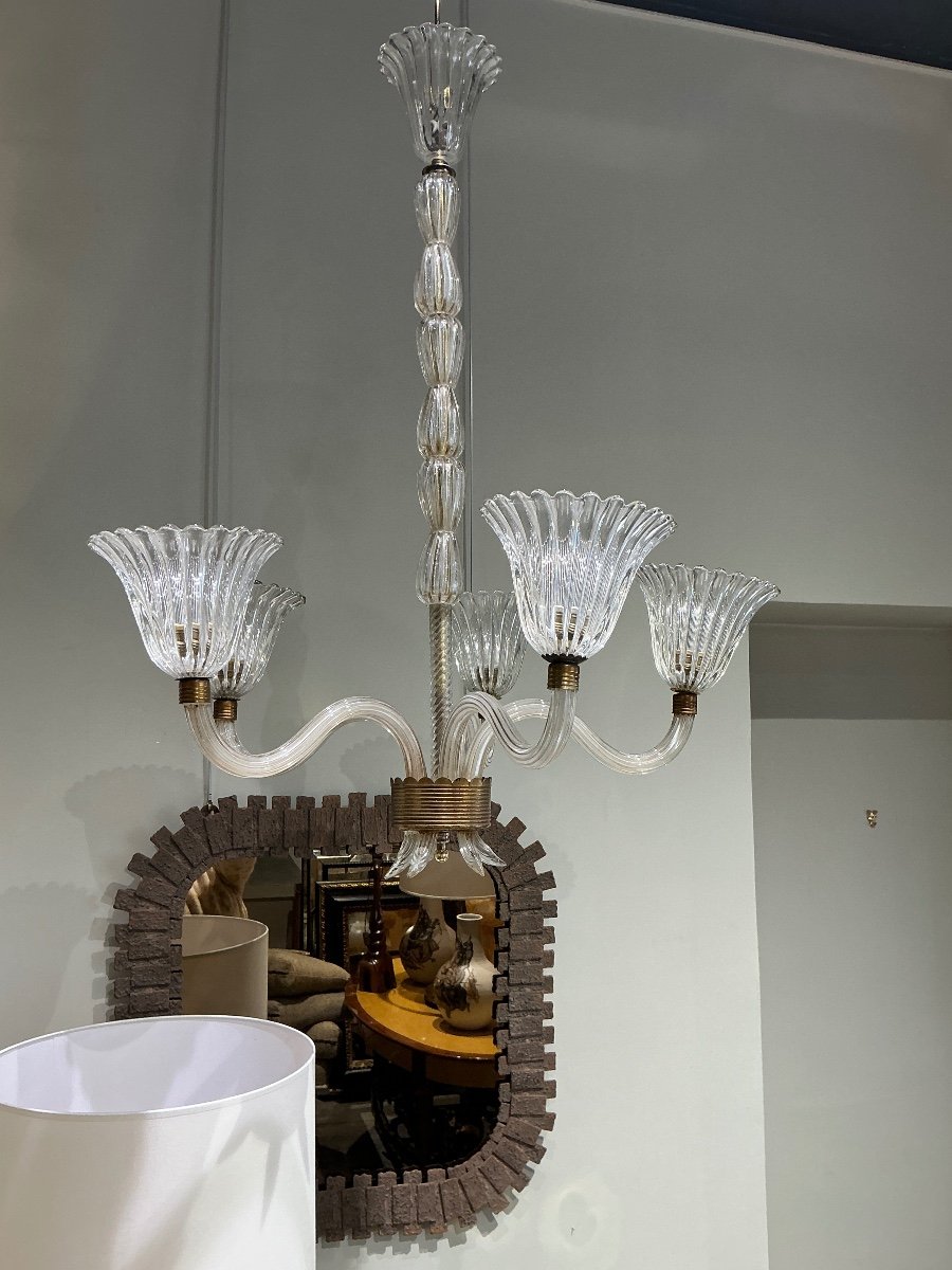 5 Light Chandelier Circa 1950 Murano Italy 