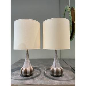Pair Of Soholm Ceramic Lamps 1970
