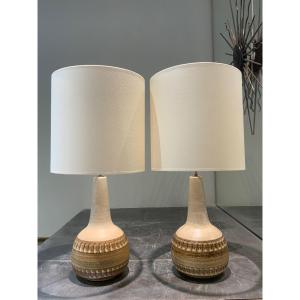 Pair Of Ceramic Lamps Soholm Denmark 1970