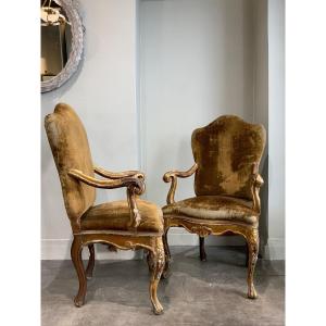 Paire De Fauteuils Venise 18th C