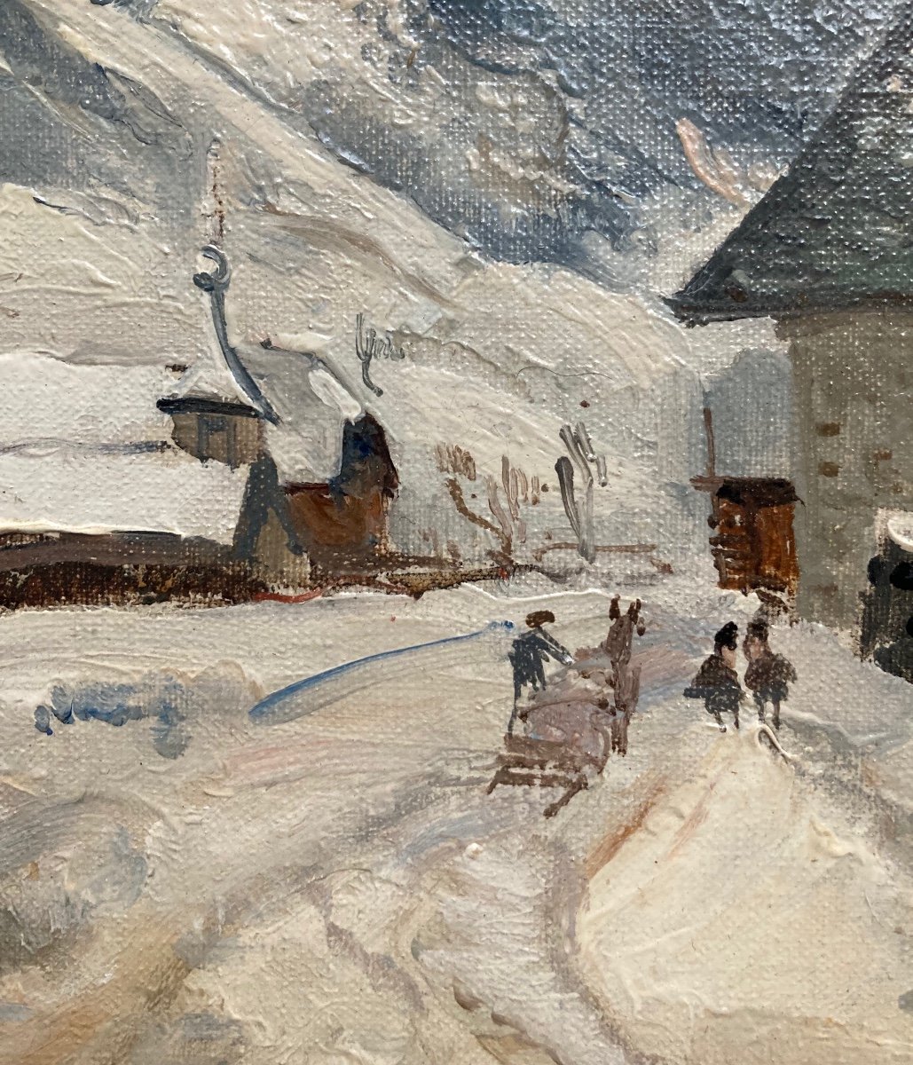 Edmond Ceria, Village de Savoie, huile sur toile-photo-4