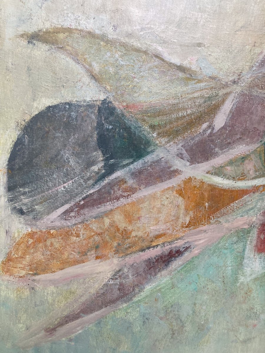 Jean Aujame, Les Oiseaux, 1961, Huile Sur Toile-photo-4