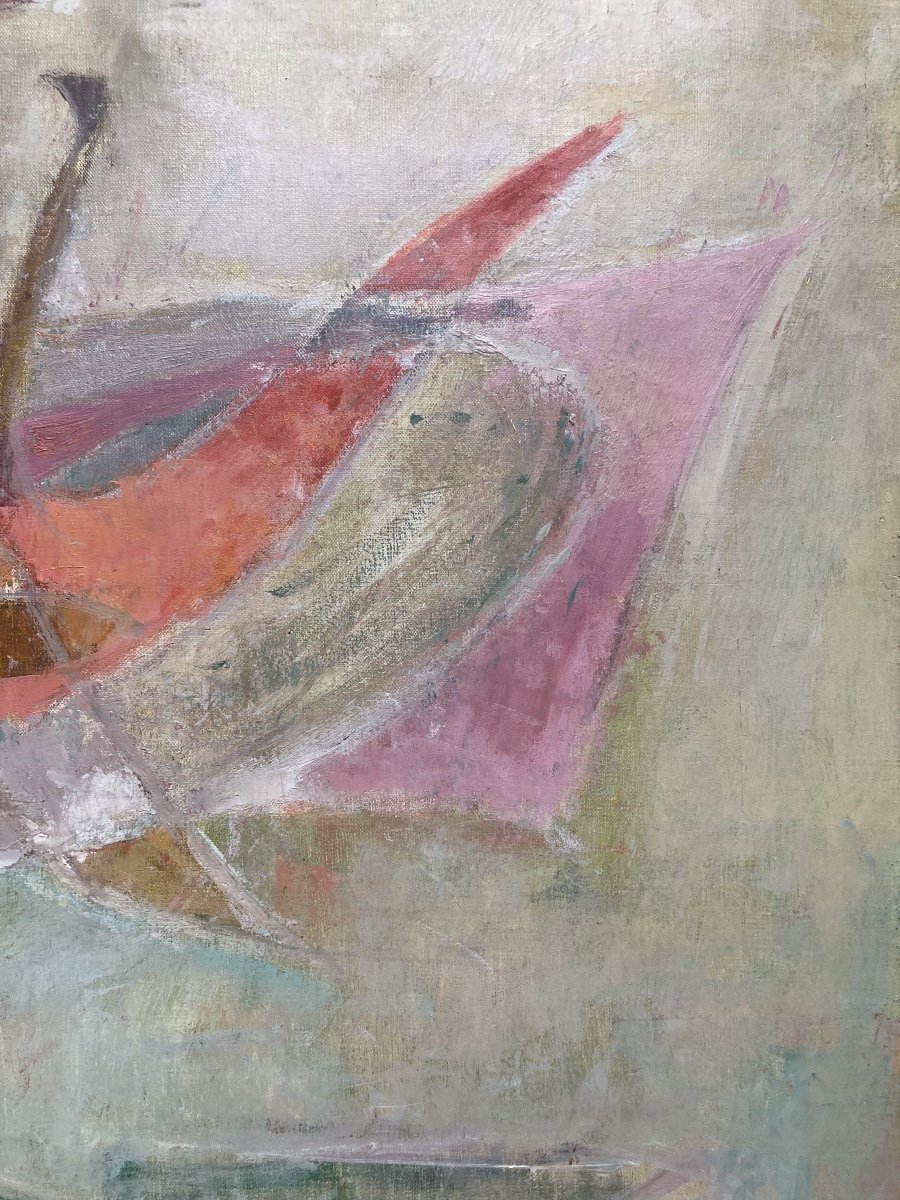 Jean Aujame, Les Oiseaux, 1961, Huile Sur Toile-photo-1