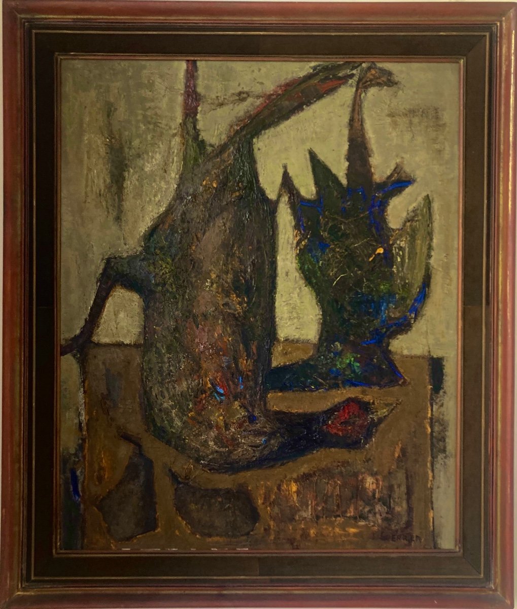 Raymond Guerrier, Still Life With Pheasants, Oil On Canvas-photo-2