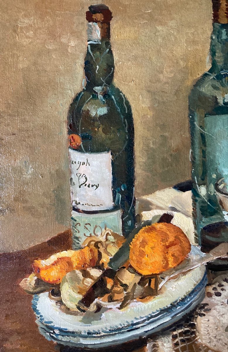 Edmond Ceria, Still Life With Bottles, Oil On Canvas-photo-3