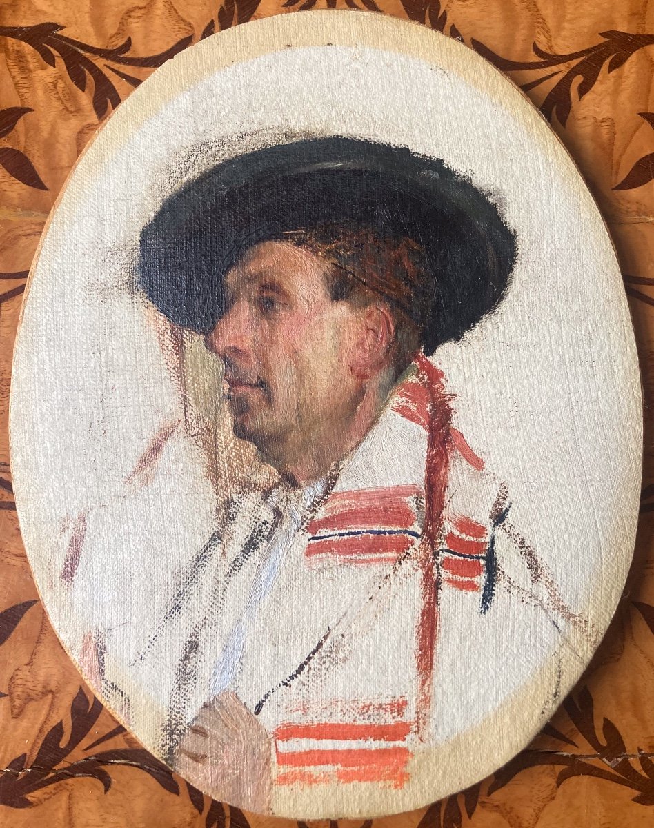 Ecole du XIXe siècle, Portrait d'un espagnol, huile sur toile -photo-2