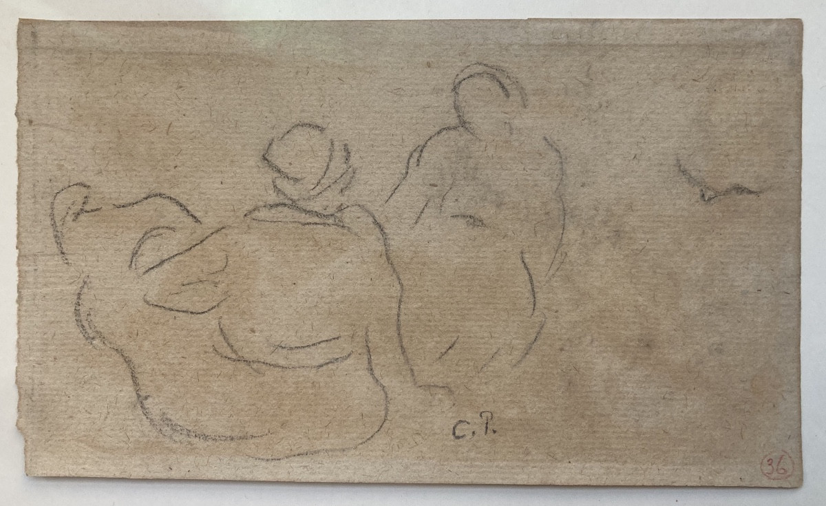 Camille Pissarro, Two Peasant Women, Circa 1882, Charcoal On Paper