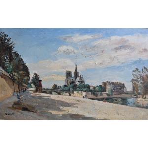 Edmond Ceria, Notre-Dame de Paris vue des quais de Seine