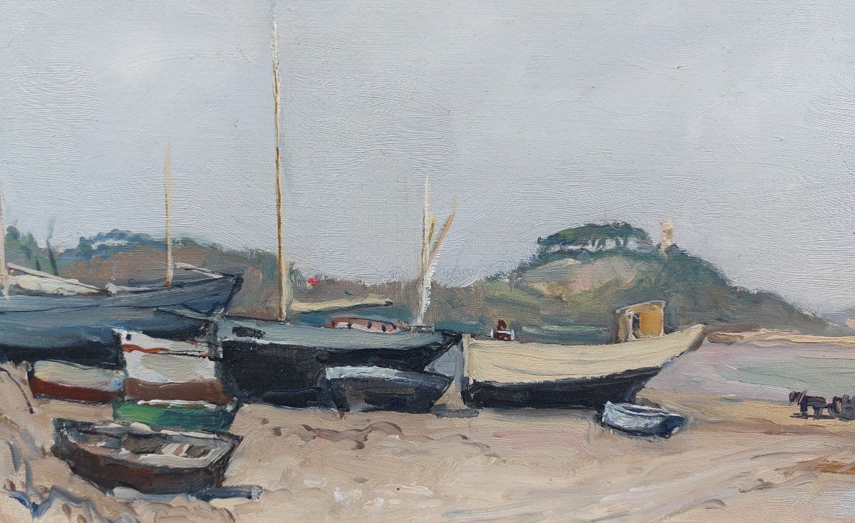 Lucien Seevagen (1887-1959) "boats On The Shore At Paimpol"-photo-3