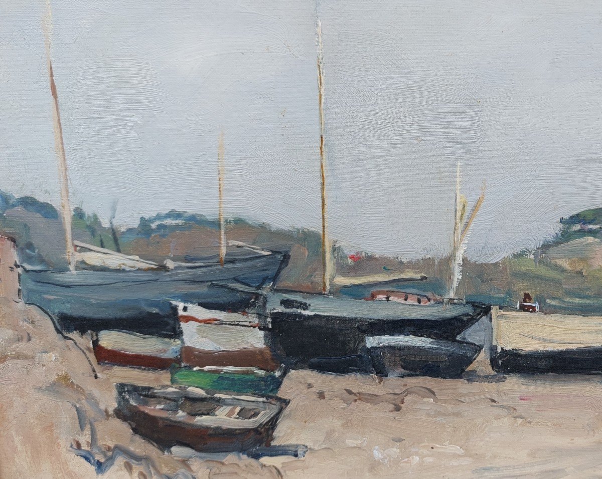 Lucien Seevagen (1887-1959) "boats On The Shore At Paimpol"-photo-1