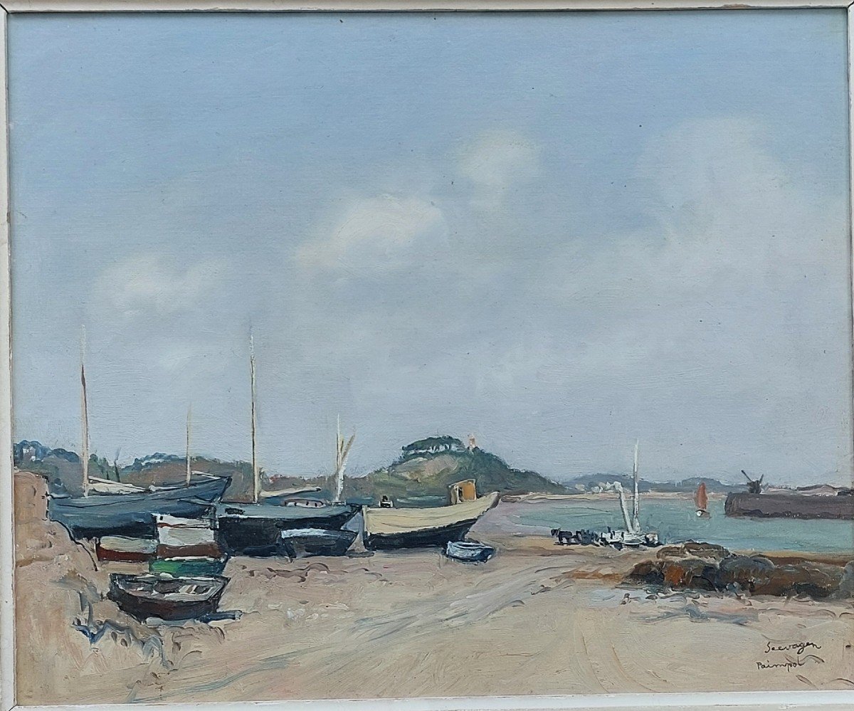 Lucien Seevagen (1887-1959) "boats On The Shore At Paimpol"-photo-2