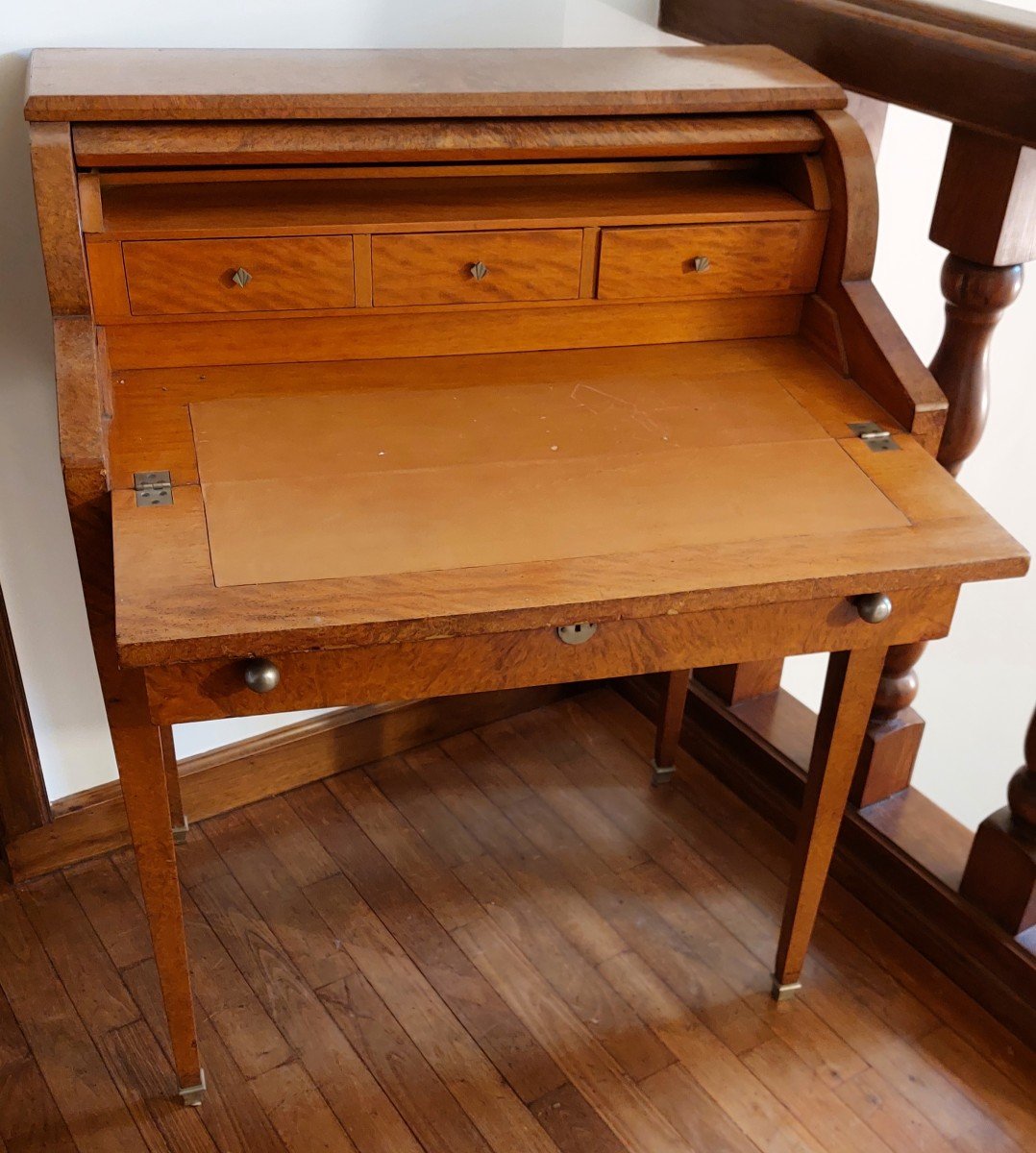 Walnut Cylinder Desk (art Deco)-photo-2