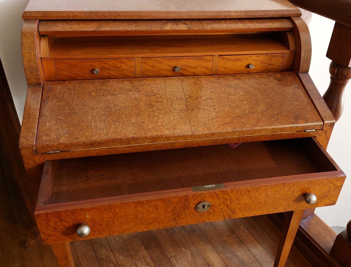 Walnut Cylinder Desk (art Deco)-photo-4