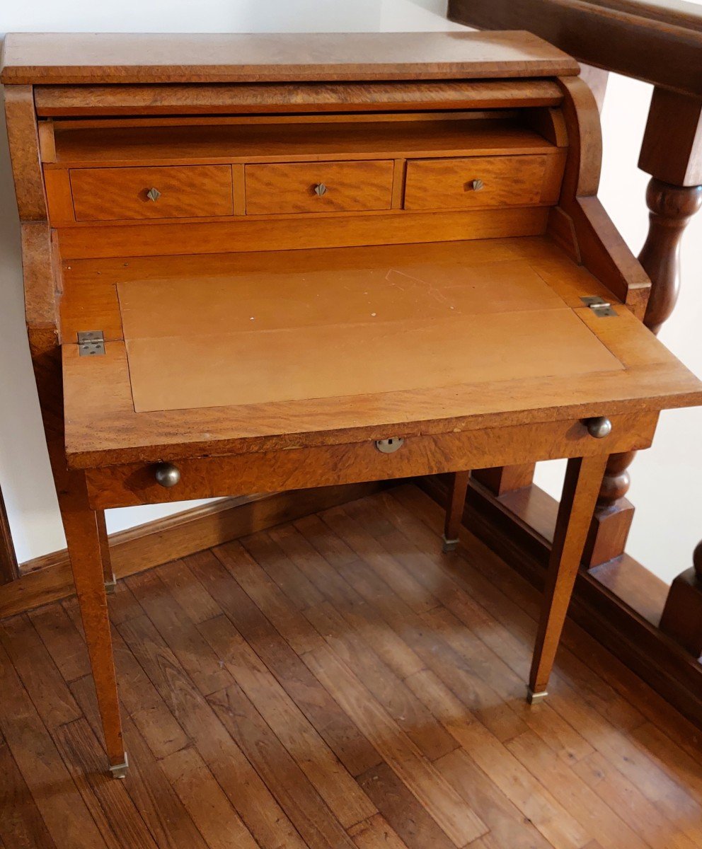 Walnut Cylinder Desk (art Deco)-photo-4