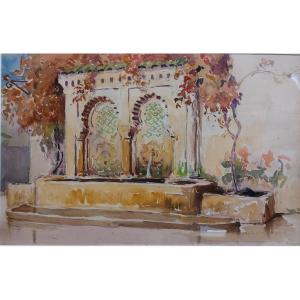 Edouard Doigneau(1865-1954) "fontaines à Rabat"