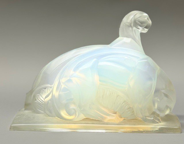 A Pair Of Panthers Or Lions By Sabino, France - Opalescent Glass-photo-1