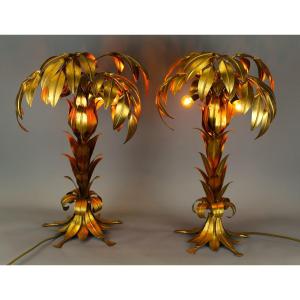 Table Lamps In The Shape Of A Palm Tree - Germany, Circa 1970/80