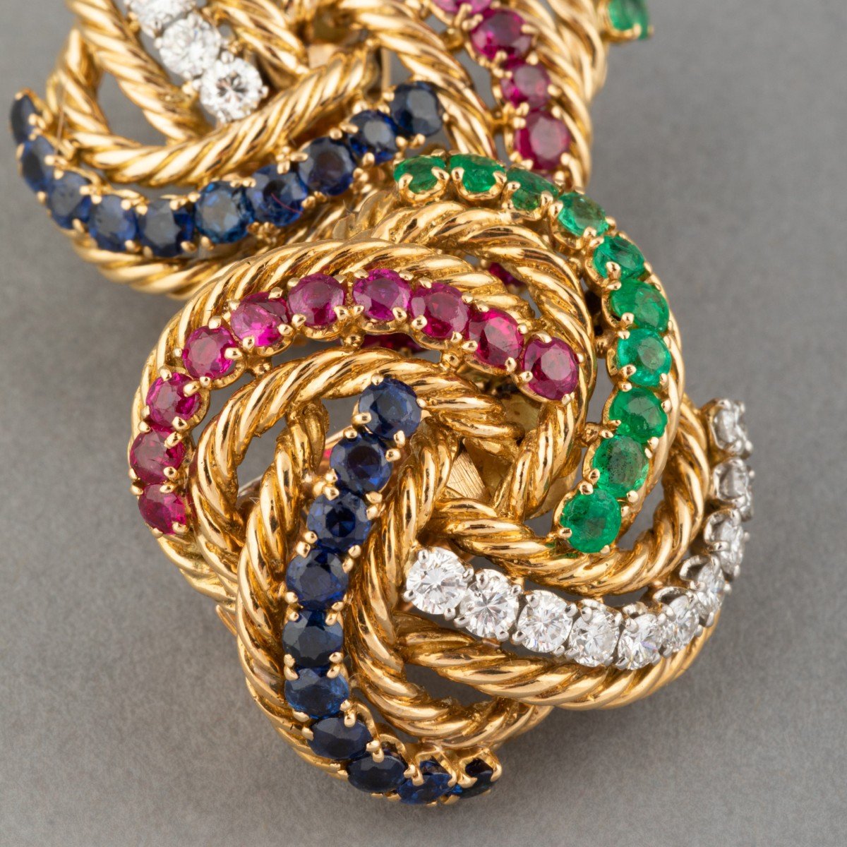 Vintage Boucheron Earrings In Gold And Precious Stones-photo-4