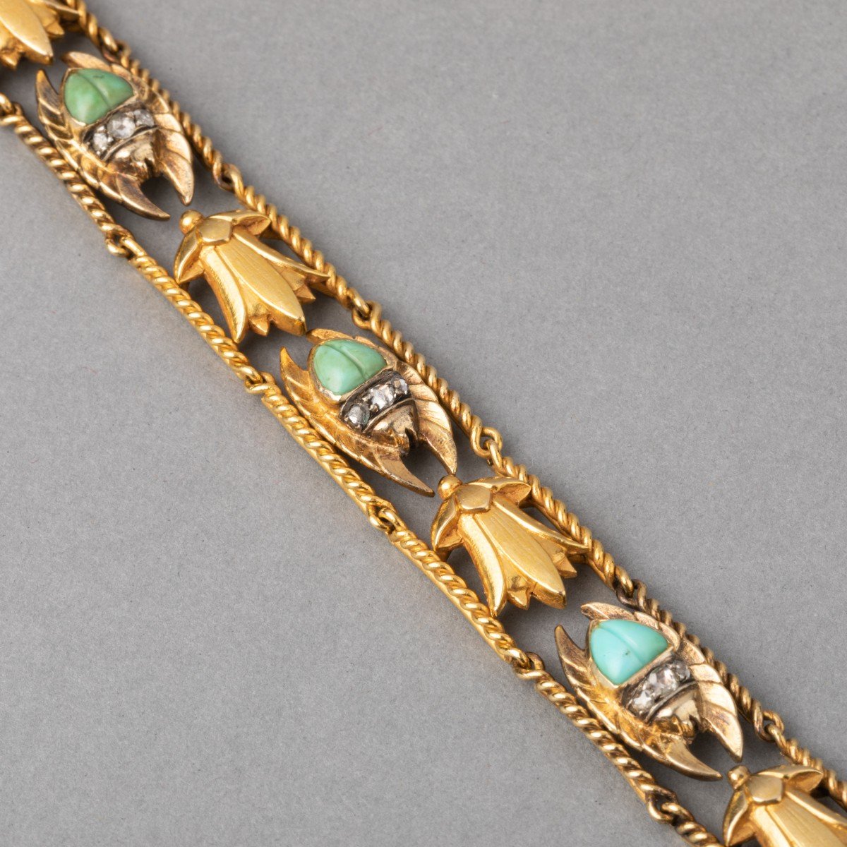 Bracelet 19ieme En Or Et Turquoises Français Egyptomanie -photo-8