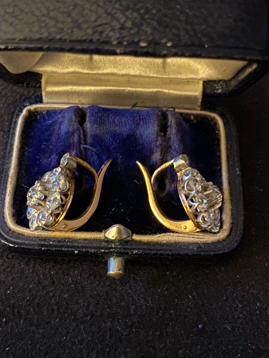 Antique Earrings In Gold And 2.50 Carats Of Diamonds-photo-2