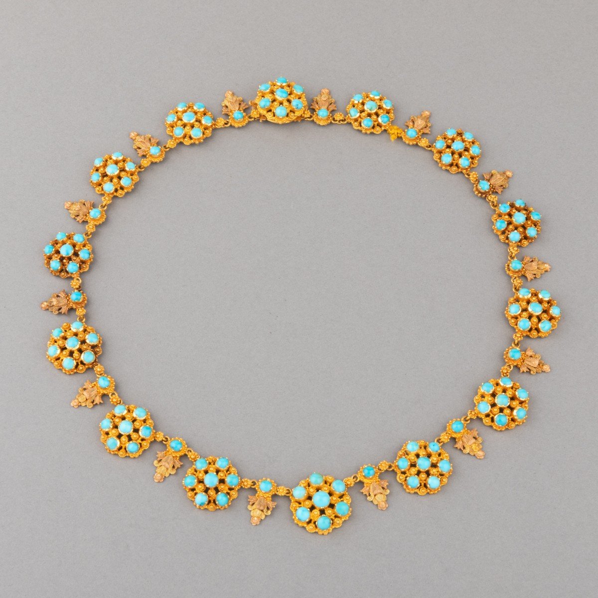 Collier Ancien En Or Et Turquoises Epoque Charles X Vers 1825