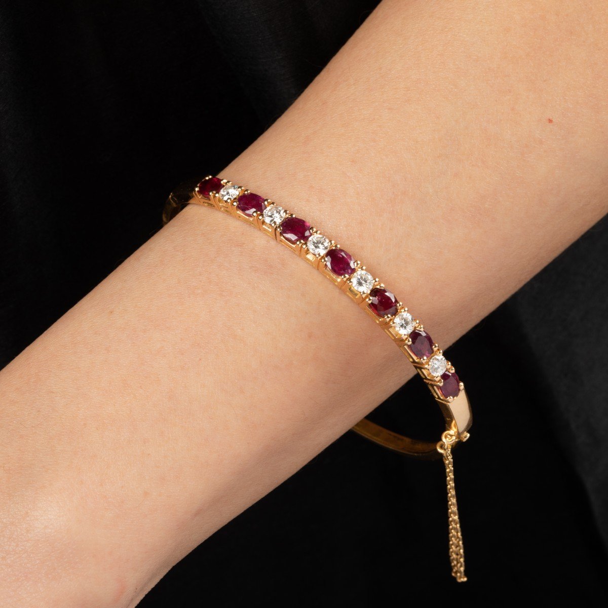 Vintage Bracelet In Gold Diamonds And Rubies-photo-2