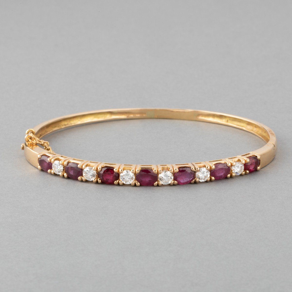 Vintage Bracelet In Gold Diamonds And Rubies-photo-2