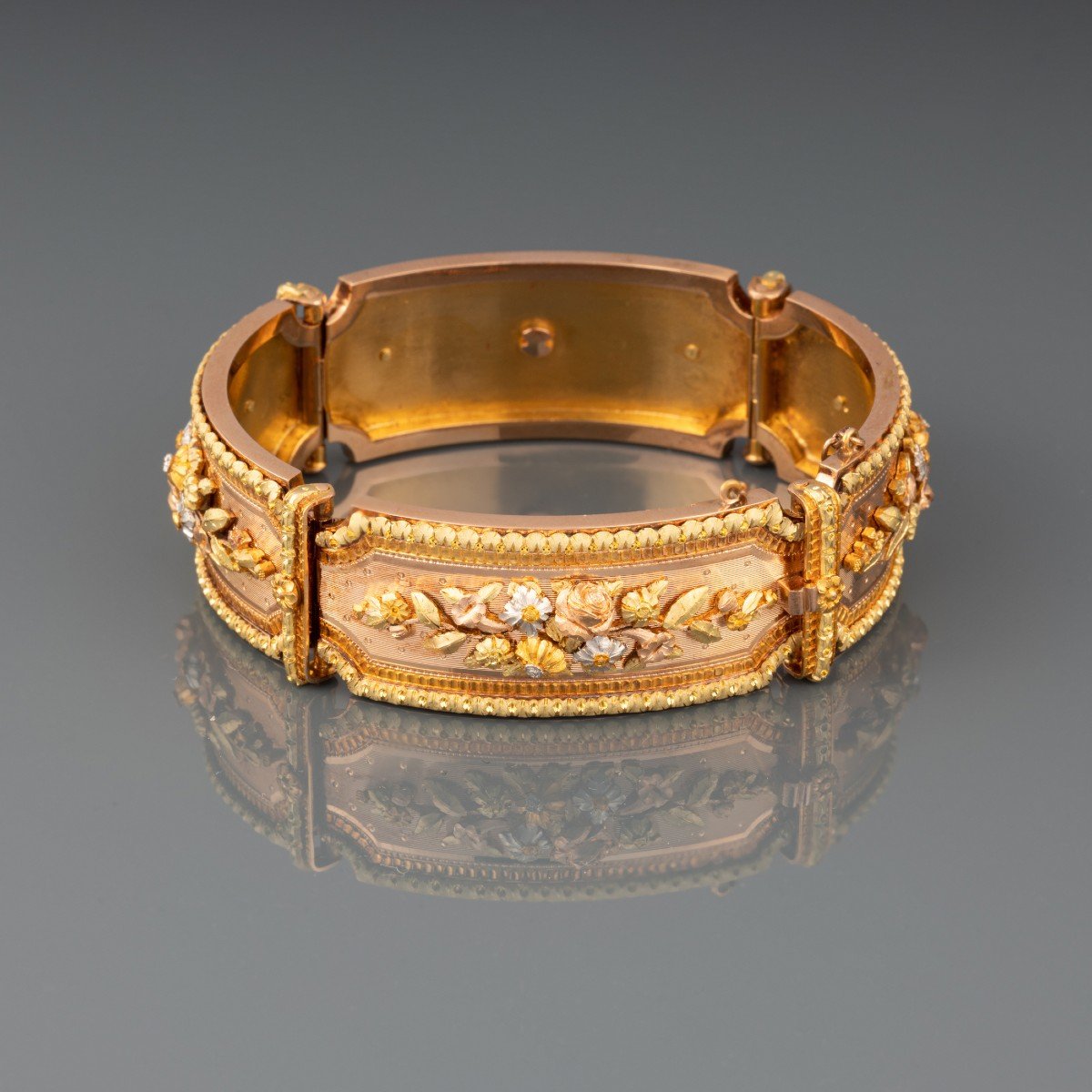 Bracelet Français Ancien Napoleon III En Or-photo-7