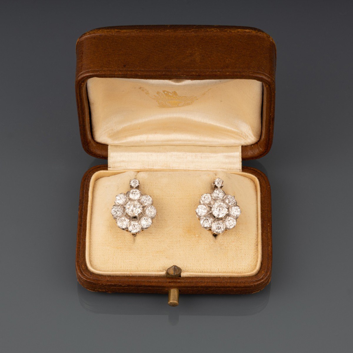 Antique French Earrings In Gold And 3 Carats Of Diamonds-photo-6