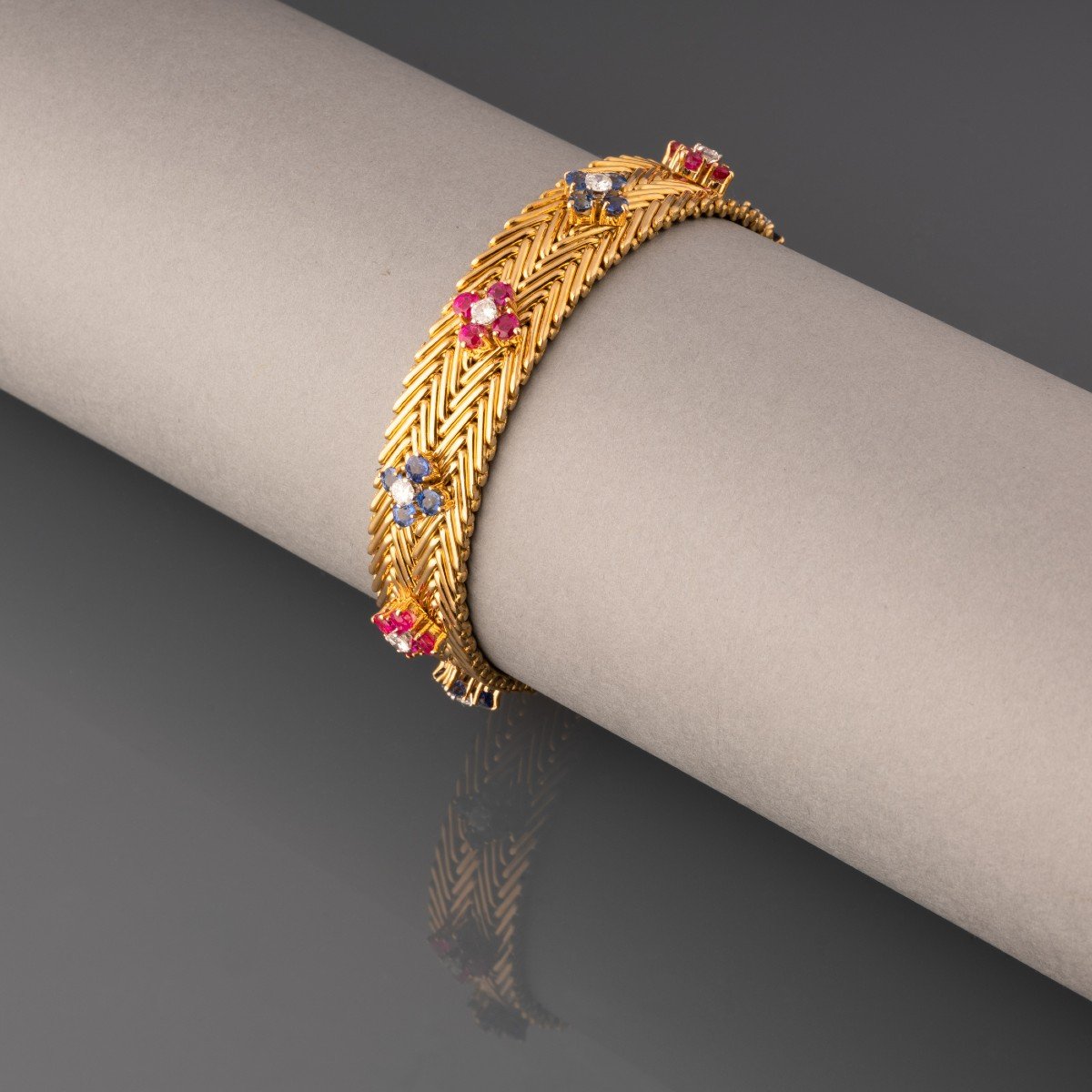 French Bracelet In Gold And Precious Stones By Régner Paris-photo-2