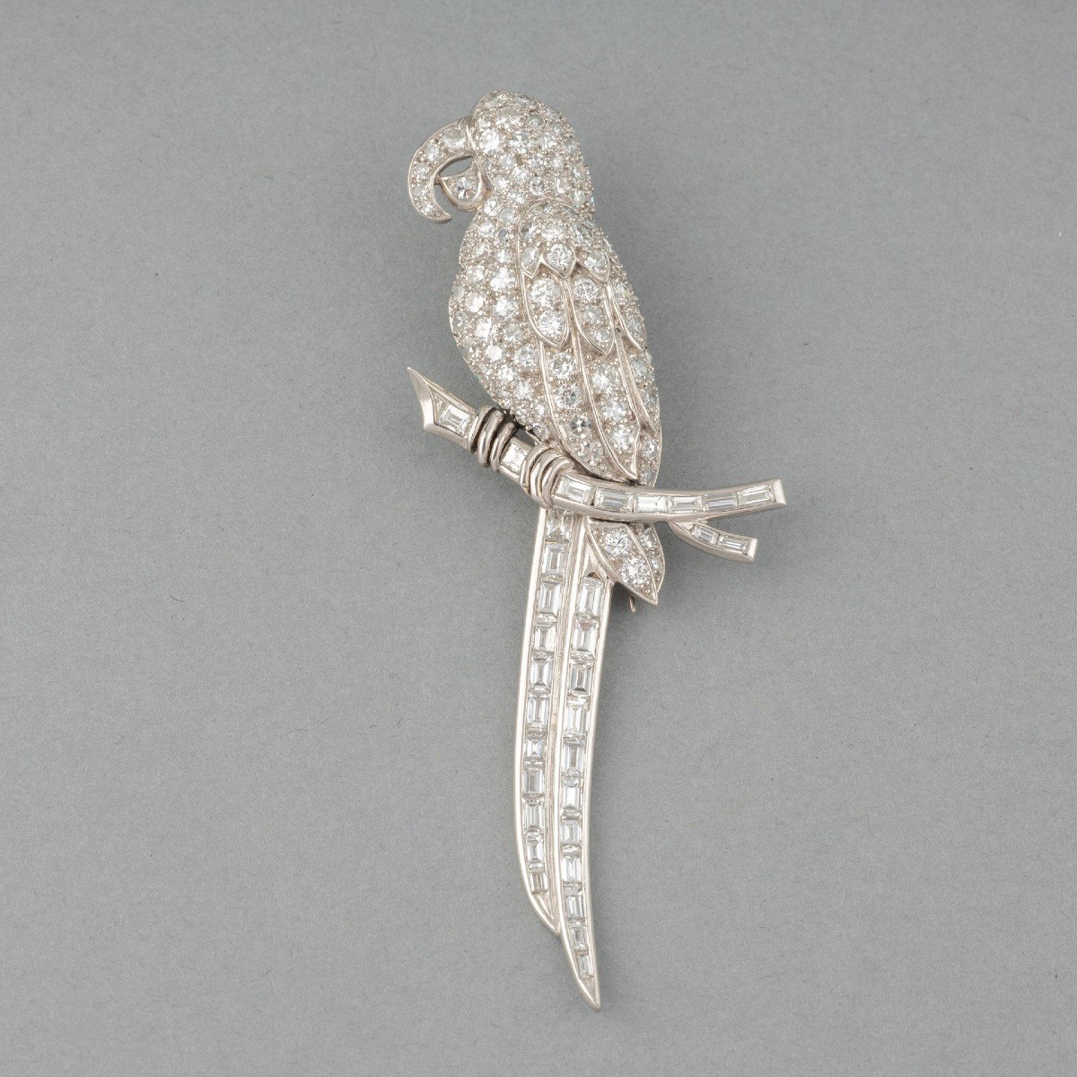 Art Deco Platinum And Diamonds French Bird Brooch-photo-1