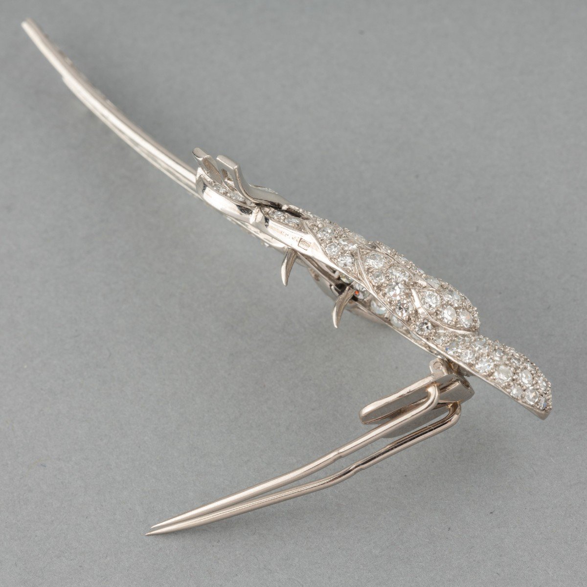 Art Deco Platinum And Diamonds French Bird Brooch-photo-3