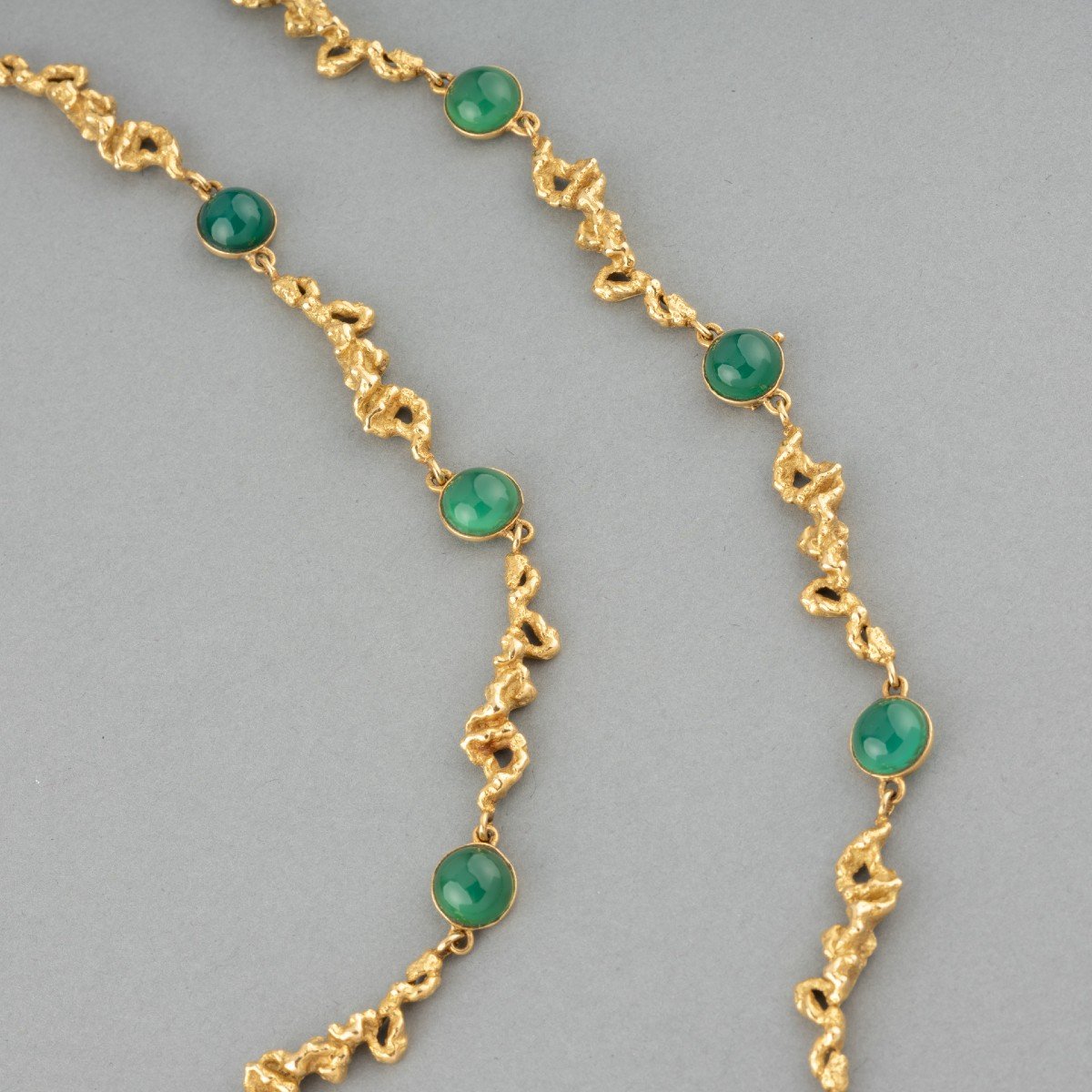 Collier Vintage En Or Et Chrysoprase-photo-2