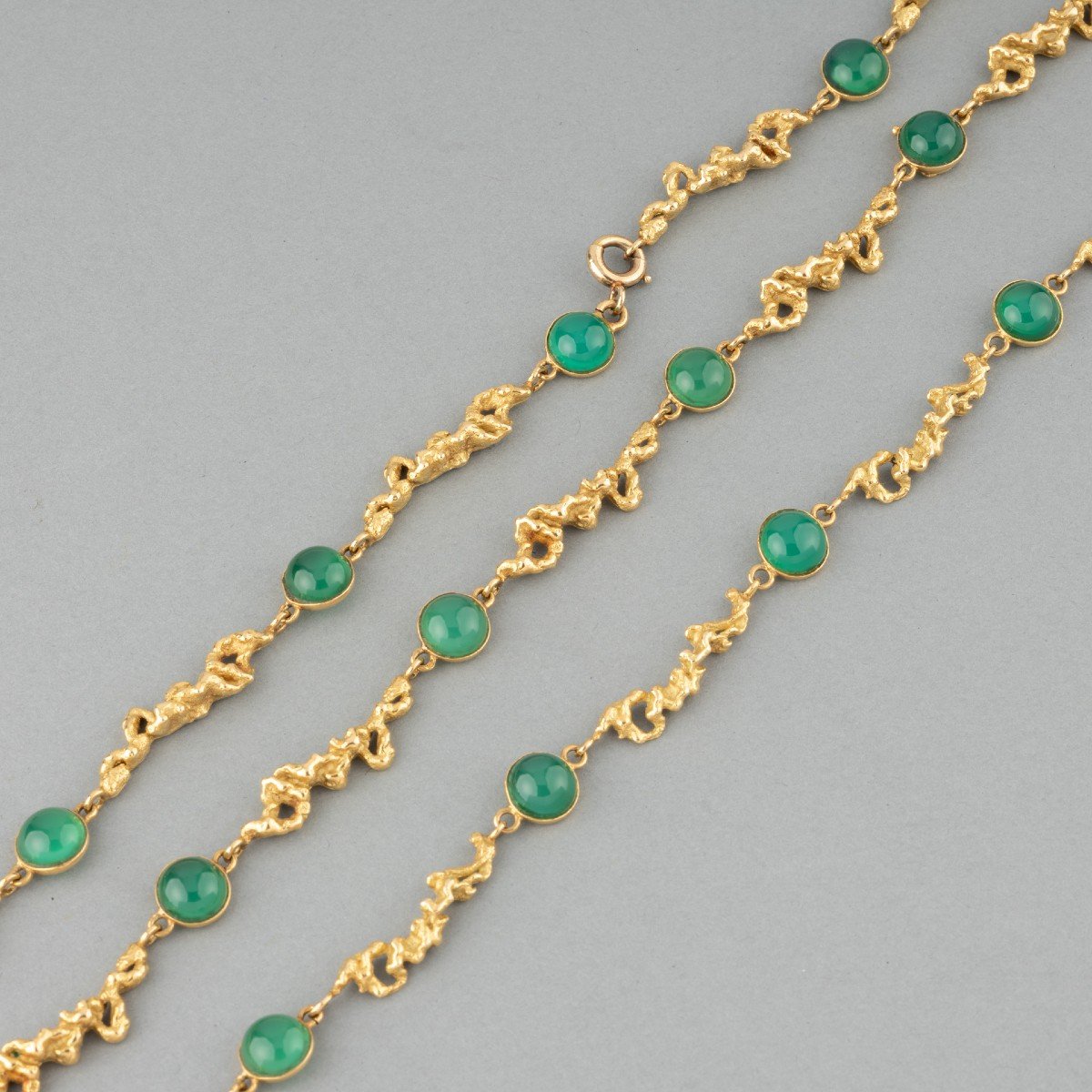 Collier Vintage En Or Et Chrysoprase-photo-3