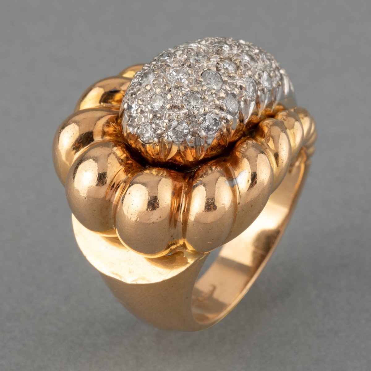 Vintage French Ring In Gold And Diamonds-photo-2