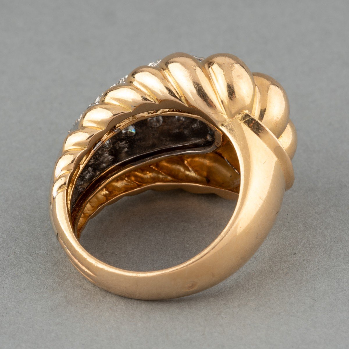 Vintage French Ring In Gold And Diamonds-photo-2