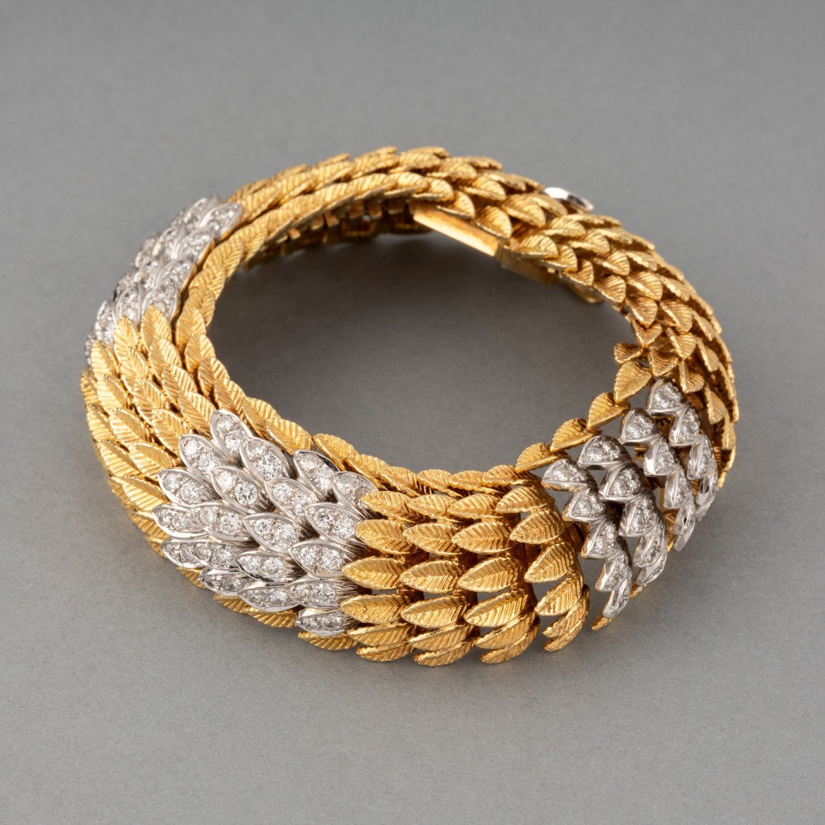 Bracelet Français Vintage En Or Et 6 Carats De Diamants-photo-3